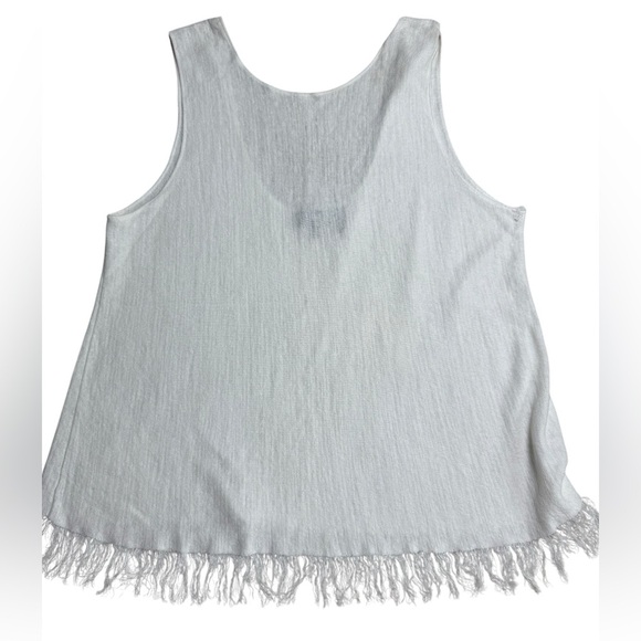 Theory White Fringe Hem Tank Top Size L - Picture 2 of 5